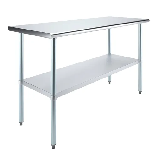 Miniatura 33 de AmGood Mesa de trabajo de acero inoxidable con estante inferior Preparación de alimentos NSF Estación de trabajo utilitaria
