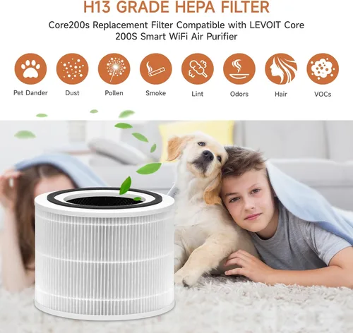 Miniatura 5 de Paquete de 2 filtros de repuesto Core 200S compatibles con LEVOIT Core 200S Smart WiFi purificador de aire