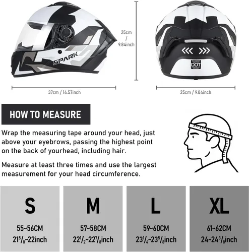 Miniatura 3 de Casco integral para motocicleta aprobado por DOT para adultos, ligero con ventilación, equipo de conducción para todas las estaciones, forro