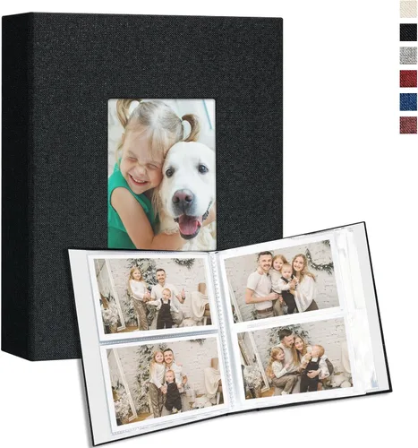 Miniatura 25 de Vienrose Álbum de fotos pequeño de 4 x 6 pulgadas, paquete de 2 mini libros de fotos con cubierta de lino, 26 páginas con capacidad para 52 Azul