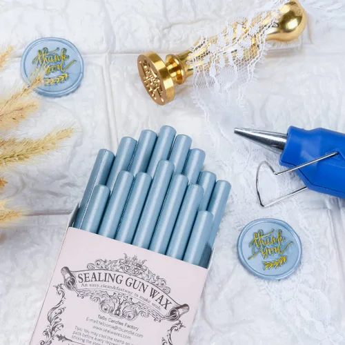 Miniatura 2 de 16 PCS Dirty Blue Glue Gun Sealing Wax Sticks for Small Glue Gun, Make Seals for Wedding Invitations Thanks Card Envelopes Gift Wrapping