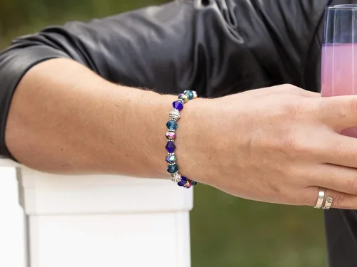 Miniatura 9 de Pulsera elástica de alerta médica, pulsera de identificación médica de repuesto intercambiable, etiqueta de identificación no incluida, cristales