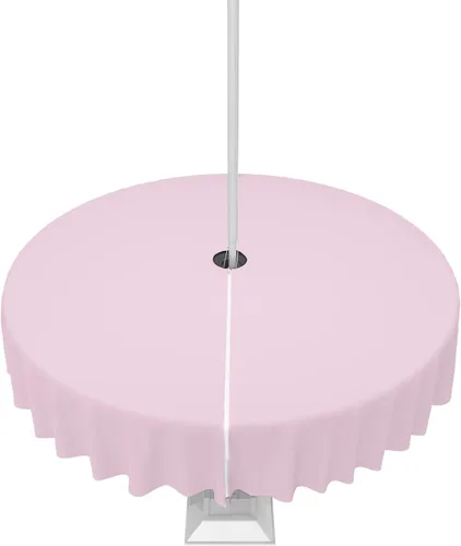 Miniatura 14 de QueenKer Mantel de exterior verde oliva con agujero para sombrilla y cremallera, mantel de color sólido para mesas cuadradas, colección de mesa