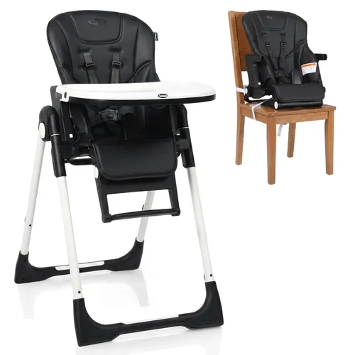 Miniatura 11 de INFANS Silla alta para bebés y niños pequeños, silla alta plegable con respaldo ajustable múltiple, reposapiés y altura del asiento, bandeja Negro