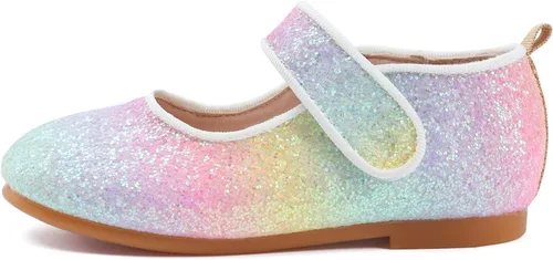 Zapatos de vestir arcoíris para niña, zapatos de princesa con purpurina para niña, zapatos Mary Jane brillantes para fiesta, bailarina, para uso