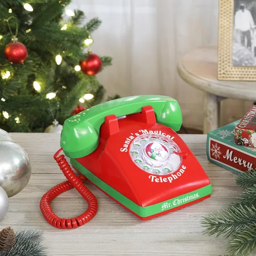 Miniatura 7 de Mr. Christmas Teléfono mágico de Santa - Teléfono de Santa para niños, llamadas interactivas de Navidad, conversaciones reales, vintage seguro