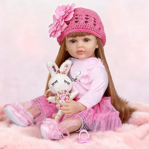 Miniatura 7 de iCradle Muñecas Reborn de 24 pulgadas y 23.6 in de vinilo de silicona suave hechas a mano similar a la moda realista muñeca recién nacida juguete