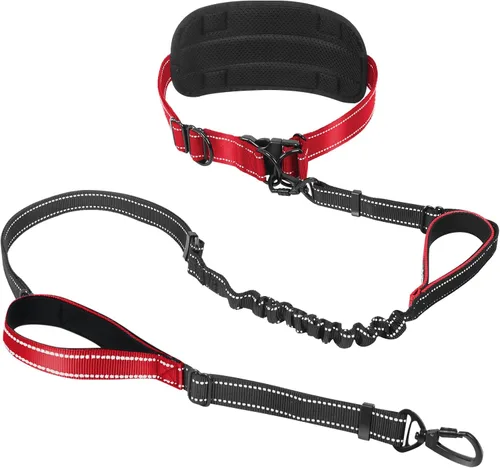 Miniatura 11 de Correa de perro grande manos libres, correa elástica de 6 a 8 pies con cinturón para perro de hasta 150 libras, correr, caminar, trotar