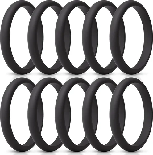 Miniatura 44 de ThunderFit - Realzadores de anillos de silicona delgados y apilables para mujer, alianzas de boda de silicona, 2.5 mm de ancho y 2 mm de grosor