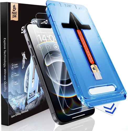 Miniatura 9 de MAGIC JOHN Paquete de 2 protectores de pantalla de vidrio templado para iPhone 17 Pro Max de 6.9 pulgadas, eliminación automática de polvo, sin