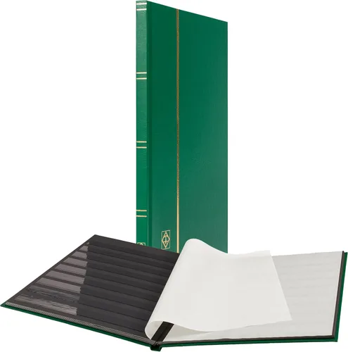 Miniatura 8 de LIGHTHOUSE - Libro de libros de tapa dura "BASIC" para sellos, 64 páginas de cartulina negra A4 con tiras transparentes y bisagras de lino dobles
