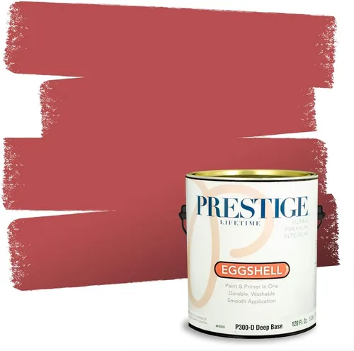 Miniatura 18 de Prestige Paints E100-T-SW6591 Pintura exterior e imprimación en uno, 1 galón, plano, combinación comparable de Sherwin Williams Amaryllis, 1 galón