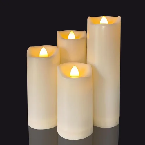 Miniatura 13 de Velas LED operadas por batería de 2"x6" de plástico, parpadeantes, sin llama, con temporizador, impermeables para exteriores, velas de pilar