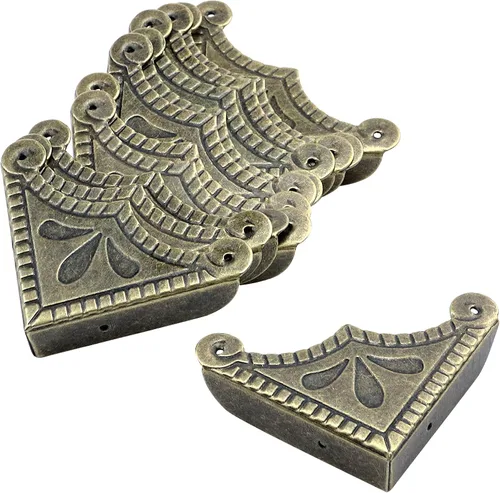 Miniatura 11 de Antrader 24 piezas de caja de esquinas triangulares de metal protector de esquina de gabinete protector de seguridad para decoración de muebles