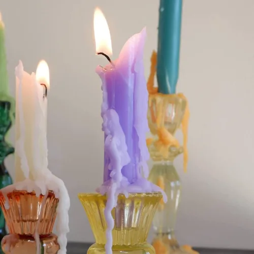 Miniatura 9 de Candlestock Hippie Drippy Drip Candles - Paquete de 11 velas cónicas de goteo – Velas de fusión de botellas de vino (arcoíris hippie)