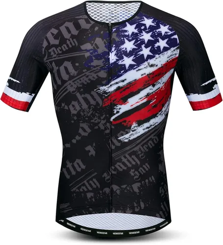 JPOJPO Maillot de ciclismo para hombre, camisetas de ciclismo S-3XL, poliéster, cremallera reflectante, 4 bolsillos