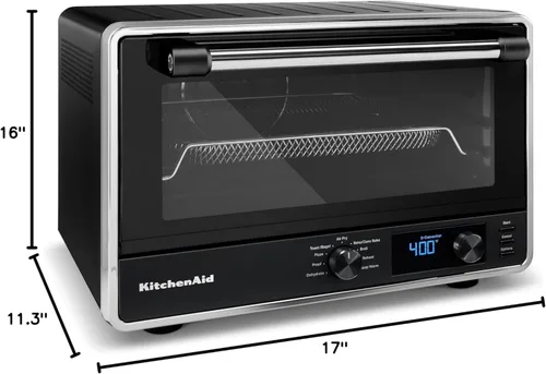 Miniatura 8 de KitchenAid Horno de encimera digital con freír aire y piedra para pizza, KCO128BM, negro mate