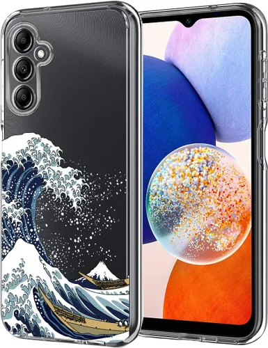 Unov Funda diseñada para Galaxy A14 4G / 5G, funda transparente con patrón antideslizante en relieve, a prueba de golpes delgada protectora [TPU