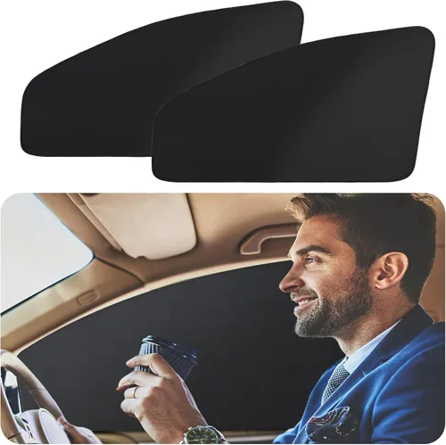Miniatura 14 de ZATOOTO Cortinas para ventana de automóvil, 2 fundas de protección lateral de seda negra para la parte trasera, parasol magnético de privacidad que