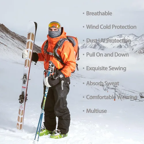 Miniatura 4 de Máscara de esquí de invierno para clima frío, para hombres y mujeres, pasamontañas térmicos, máscara de cara completa, calentador de cuello, capucha