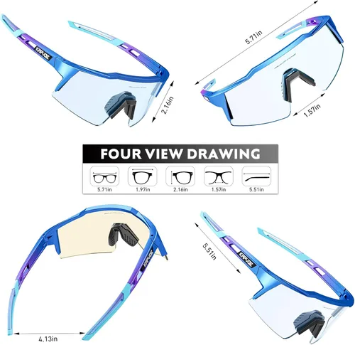 Miniatura 5 de KAPVOE Gafas de ciclismo fotocromáticas MTB Gafas de sol transparentes para bicicleta de montaña, gafas de transición, deportes de béisbol y correr