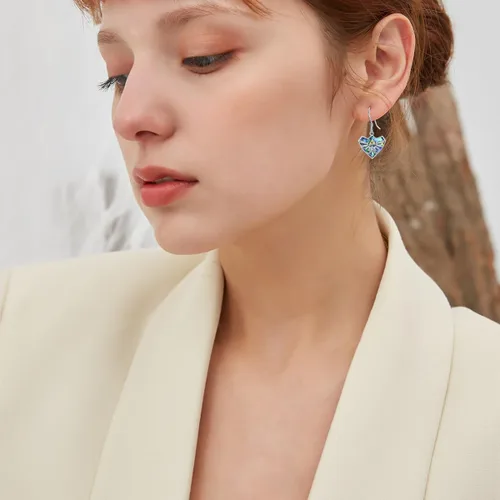 Miniatura 5 de YFN Zelda - Aretes colgantes de plata de ley con diseño de triforce Zelda, con temática de abulón, joyería Zelda para mujeres, hombres y niñas