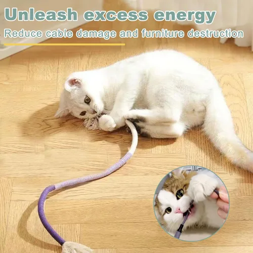 Miniatura 8 de Juguetes para gatitos 7 en 1 para gatos de interior con ventosa adhesiva lavable, juguetes interactivos para gatos, palo de vid plateada y cuerda