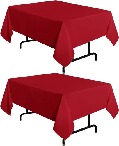 Miniatura 122 de sancua - Paquete de 2 manteles cuadrados de poliéster, de 54 x 54 pulgadas, resistentes a las manchas y a las arrugas, lavables, para mesas de Beige