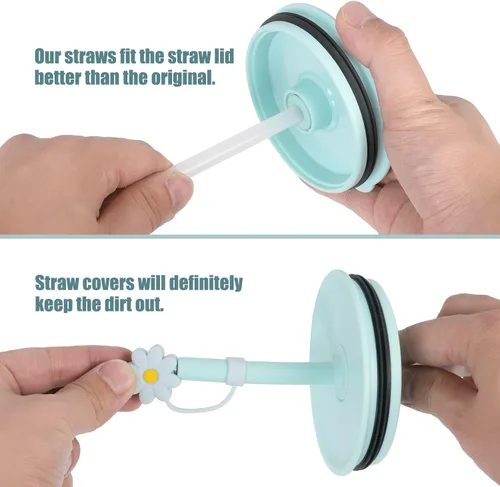 Miniatura 4 de Greant 6 popotes para vaso Hydro Flask de 32 onzas, 7.76 pulgadas, a prueba de polvo, para vaso HydroFlask de 32 onzas, popote para tapa a presión