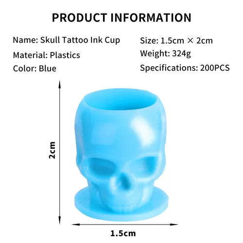 Miniatura 2 de 200 tapas de tinta desechables para tatuajes, vasos de plástico con base para pigmento de maquillaje permanente, suministros de accesorios