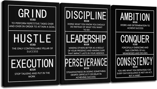 Miniatura 31 de Arte de Pared Motivacional 40 Razones para Entrenar 3 Piezas Pintura Impresión en Lienzo Decoración de Oficina Póster Mentalidad Millonaria