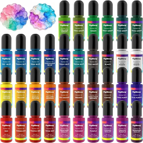 Miniatura 8 de Juego de tinta de alcohol, 24 botes de colores vibrantes, tinta de alta concentración a base de alcohol, pintura concentrada de resina epoxi tinte