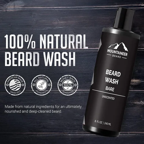 Miniatura 2 de Mountaineer Brand Lavado de barba para hombres Champú para barba 100% natural Espuma suavizante de limpieza gruesa para cabello y piel Hidrata