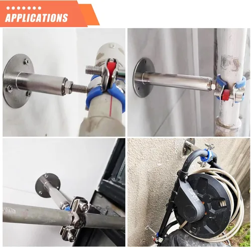 Miniatura 7 de 6 piezas de soportes de tubo para montaje en pared y techo, de acero inoxidable 304, adecuados para tubo con diámetro exterior de 15-19 mm, altura