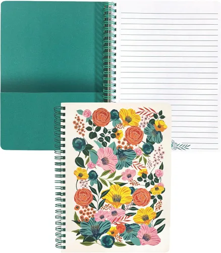 Miniatura 20 de Steel Mill & Co - Cuaderno de espiral mini lindo, 8.25" x 6.25", diario con tapa dura y 160 páginas forradas, diseño floral naranja Anaranjado floral