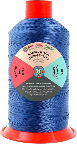 Miniatura 243 de Mandala Crafts - Hilo de nailon para coser cuero, tapicería, mezclilla y para trenzar el pelo; resistente, 1500 yardas, tamaño 69 T70 Marrón