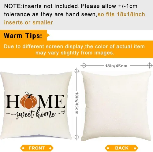 Miniatura 2 de RABUSOFA - Almohadas decorativas de calabaza de otoño, fundas de almohada de otoño de 18x18 pulgadas, fundas de almohada para Acción de Gracias