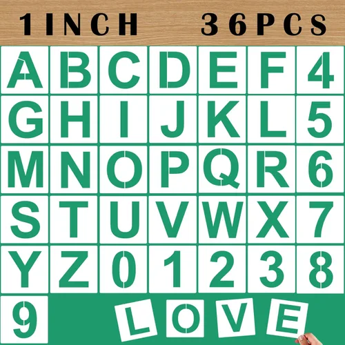 Miniatura 11 de 36 plantillas de letras de plástico reutilizables de 2.5 pulgadas, plantillas pequeñas del alfabeto y números para pintar sobre madera, pared, tela