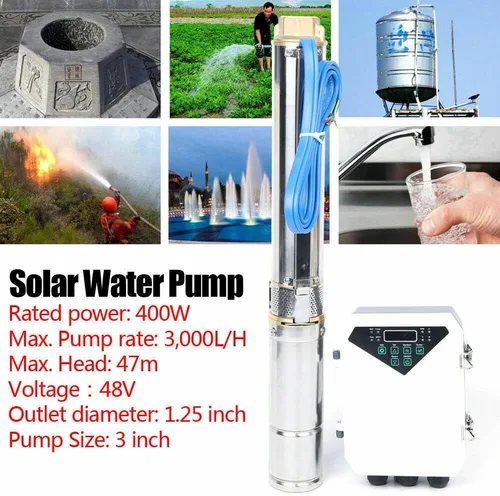 Miniatura 5 de Bomba de agua sumergible, bomba de agua solar de pozo profundo de acero inoxidable sumergible de acero inoxidable con controlador MPPT