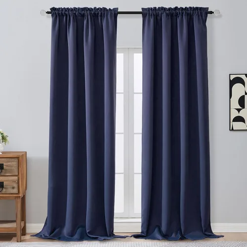Miniatura 46 de OVZME Cortinas opacas turquesa para tratamiento de ventanas pequeñas, cortinas cortas con bloqueo de luz para ventana de cocina sobre el fregadero