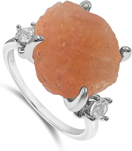 Miniatura 17 de Anillo de cristal crudo real con piedra natal, plata de ley, oro blanco, regalo de joyería para ella, regalo de Navidad, Día de la Madre