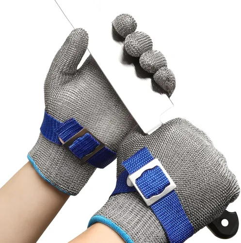Miniatura 17 de Guante de corte resistente Schwer SlicePro ANSI A9 PR1706, guante de malla de acero inoxidable de grado alimenticio para cocina de cocina, corte