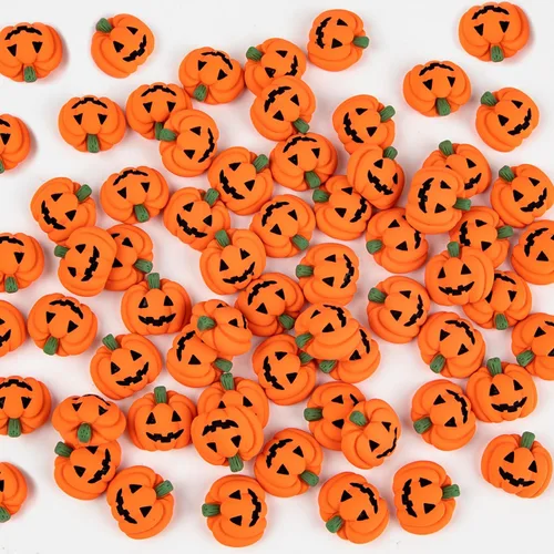 Miniatura 6 de 60 dijes de resina de Halloween, diseño de calabaza, mini dijes de espalda plana, calabaza, calabaza sonriente en miniatura para reuniones
