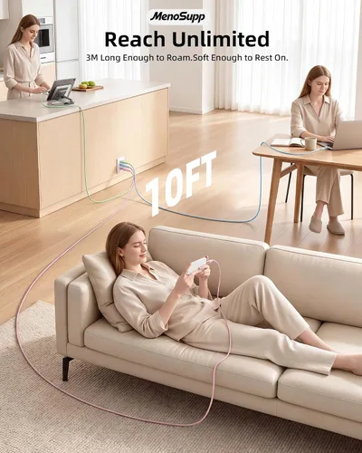 Miniatura 7 de Paquete de 3 cargadores para iPhone de 10 pies con certificación MFi de Apple, cable Lightning de carga rápida compatible con iPhone 14 13 12 11 Pro