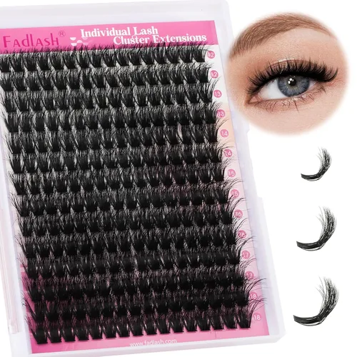 Miniatura 38 de Racimos de pestañas individuales, bandeja mixta, rizado D, extensiones para colocar en casa (40D-0.07 mm-D, 15/32 de pulgada-45/64 de pulgada)