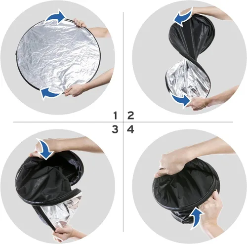 Miniatura 4 de Etekcity Reflector para fotografía de 24 pulgadas (60 cm) 5 en 1, reflectores de luz multidisco para fotografía, plegable con bolsa - Translúcido