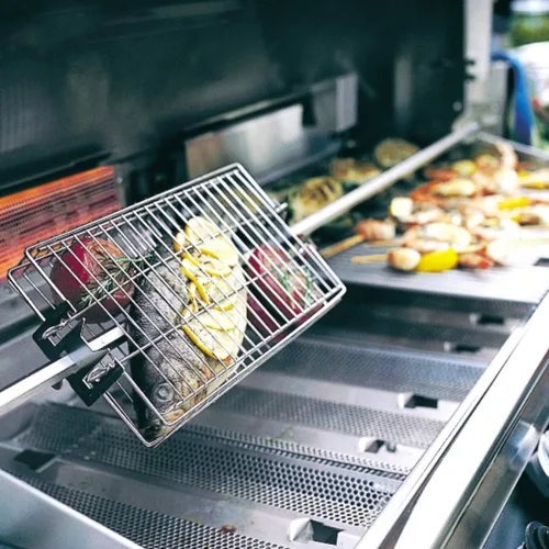 Miniatura 3 de onlyfire 6042 Cesta BBQ de Acero Inoxidable Plana para Asador Rotatorio, para Cualquier Parrilla, Compatible con Hexágono de 1/2", Hexágono de 3/8