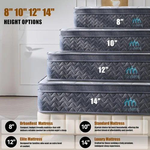 Miniatura 10 de Colchón individual híbrido de 8 pulgadas en una caja, espuma viscoelástica y resorte de bolsillo individual, aislamiento de movimiento, soporte