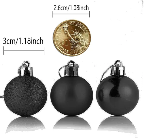 Miniatura 2 de Bestjybt - Paquete de 24 esferas navideñas pequeñas de 1.18 pulgadas, irrompibles para decorar arbolitos y fiestas navideñas, incluyen ganchos