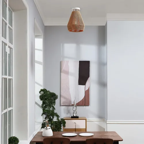 Miniatura 2 de Globe Electric 65894 Lámpara de techo empotrada de 1 luz, blanco mate, pantalla de cordel
